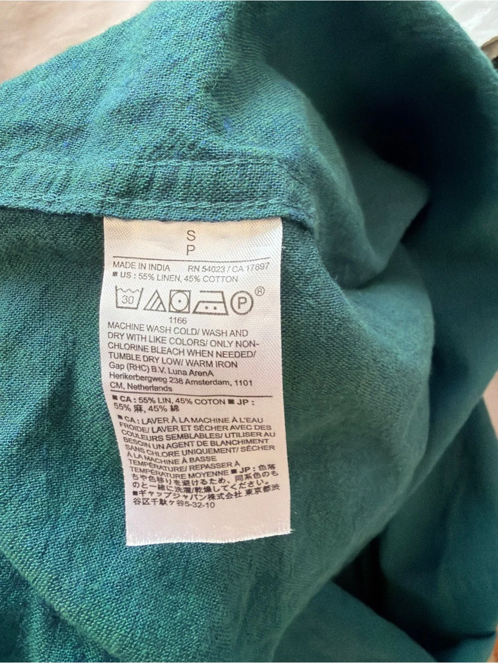 Banana Republic Teal Short-Sleeve Linen Blend Button-Down Shirt